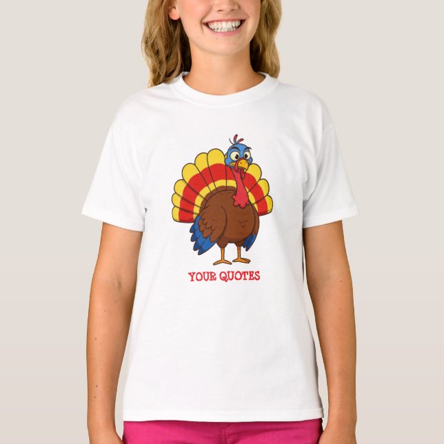 Cute Cartoon Turkey T-Shirt (Front)