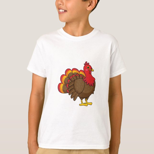 Cute Cartoon Turkey T-Shirt (Front)