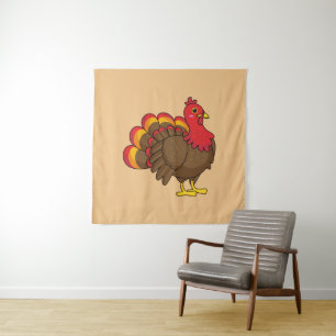 Cute Cartoon Turkey Tapestry