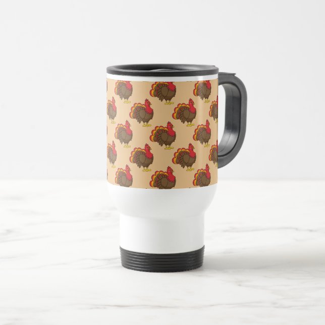 Cute Cartoon Turkey Travel Mug (Front Right)