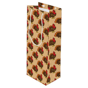 Cute Cartoon Turkey Wine Gift Bag