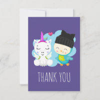 Cute Cartoon Unicorn & Bird Thank You