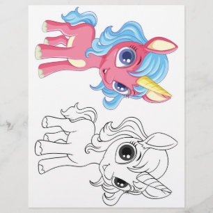 Cute Cartoon unicorn colouring page