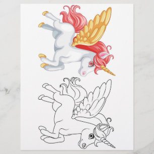 Cute Cartoon unicorn colouring page