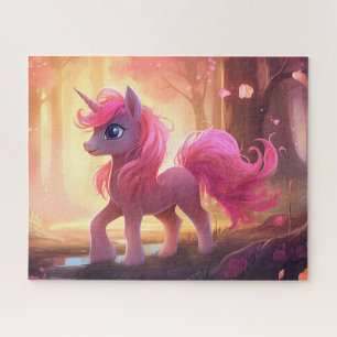 cute cartoon unicorn drawn pink jigsaw puzzle
