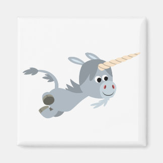 Cute Cartoon Unicorn In A Hurry Magnet