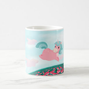 Cute Cartoon Unicorn Pink and Mint Coffee Mug