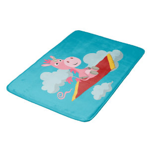 Cute Cartoon Unicorn's Magic Carpet Ride Bath Mat