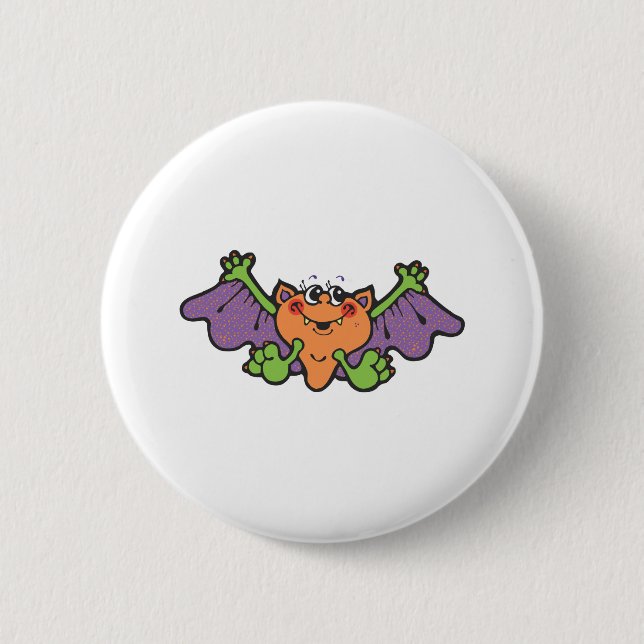 cute cartoon vampire bat 6 cm round badge (Front)