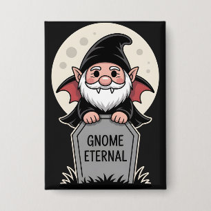 Cute Cartoon Vampire Gnome Standing at a Tombstone