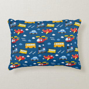 Cute Cartoon Vehicles Pattern  Decorative Cushion
