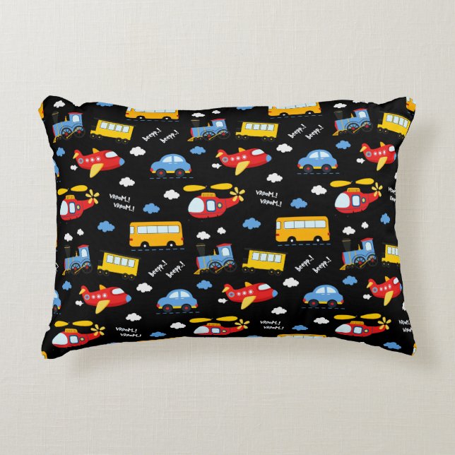 Cute Cartoon Vehicles Pattern  Decorative Cushion (Front)