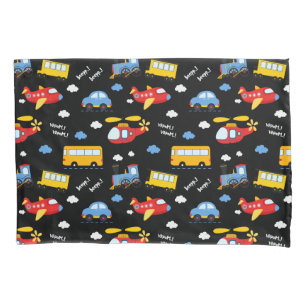 Cute Cartoon Vehicles Pattern Pillowcase