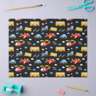 Cute Cartoon Vehicles Pattern Tissue Paper