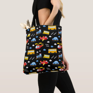 Cute Cartoon Vehicles Pattern Tote Bag