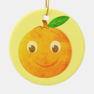 Cute Cartoon Vintage Orange Drawing Ceramic Tree Decoration