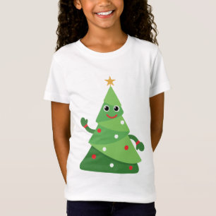 Cute Cartoon Waving Christmas Tree   Festive  T-Shirt