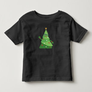 Cute Cartoon Waving Christmas Tree Festive Toddler T-Shirt