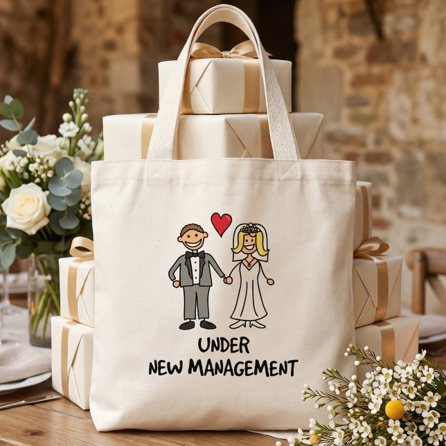 Cute Cartoon Wedding Couple - Under New Management Tote Bag (Creator Uploaded)
