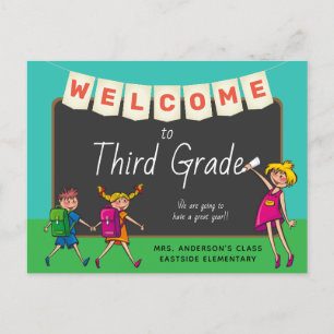 Cute Cartoon Welcome To Third Grade Postcard