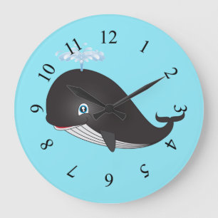 Cute Cartoon Whale Large Clock