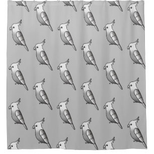 Cute Cartoon Whiteface Cockatiel Bird Pattern Shower Curtain