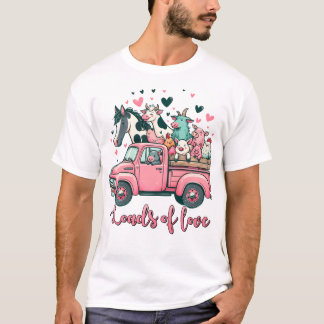 Cute Cartoon Wholesome Farm Animal Valentine's Day T-Shirt