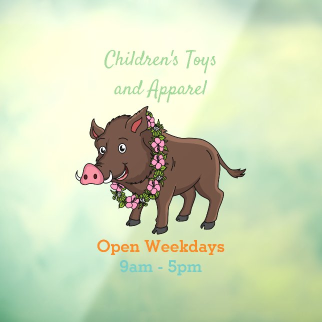 Cute cartoon wild boar and flowers  (Sheet 3)