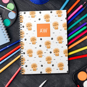 Cute cartoon wild lion with monogram kids notebook