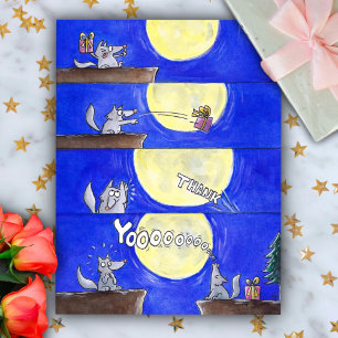 Cute Cartoon Wolf Comic Thank You postcard