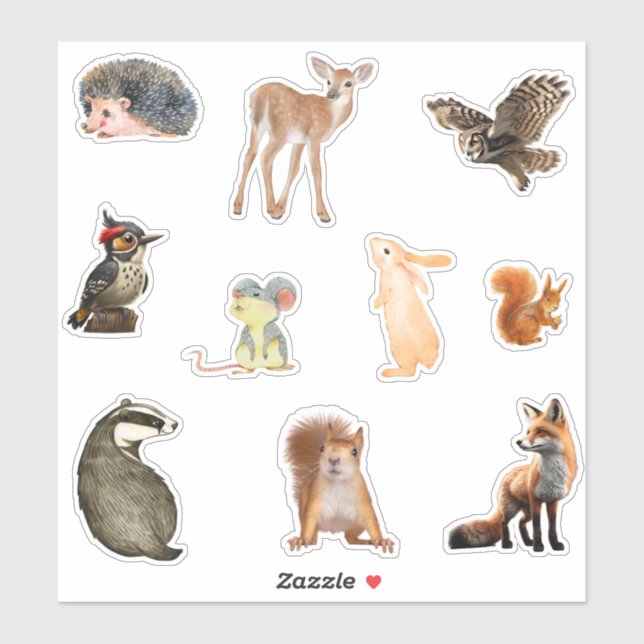Cute Cartoon Woodland Animals Sticker Pack (Sheet)