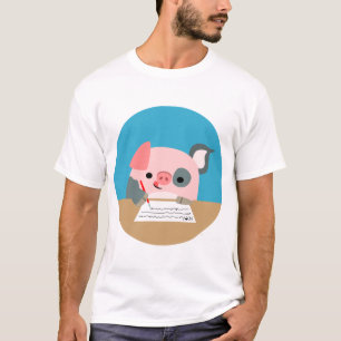 Cute Cartoon Writing Pig Children T-Shirt