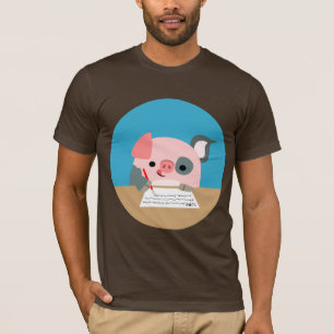 Cute Cartoon Writing Pig T-Shirt