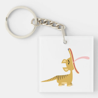 Cute Cartoon Yawning Thylacine Acrylic Magnet Key Ring
