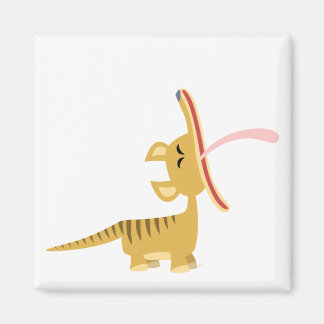 Cute Cartoon Yawning Thylacine Magnet