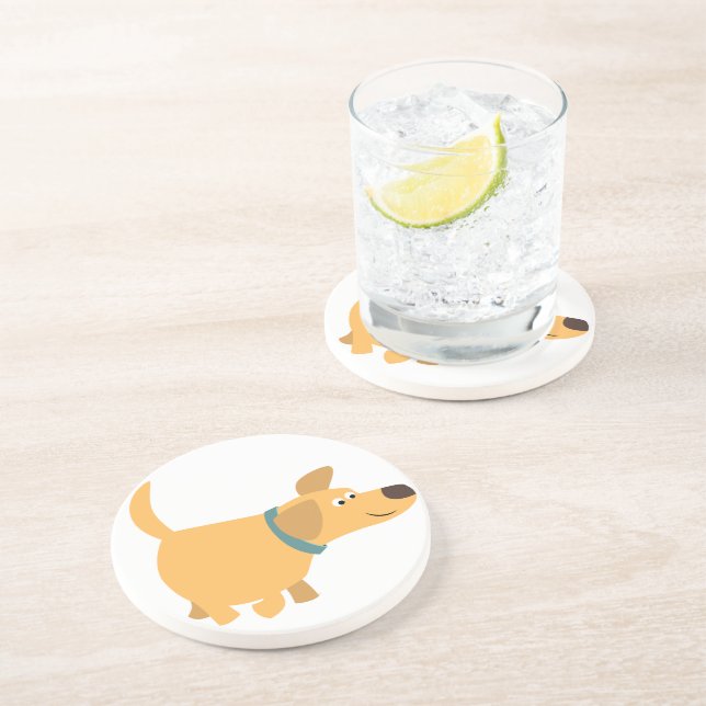 Cute Cartoon Yellow Labrador Coaster (Side)