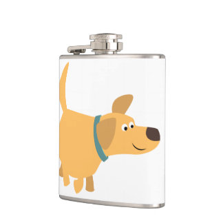 Cute Cartoon Yellow Labrador Hip Flask