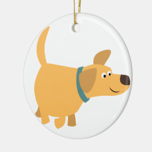 Cute Cartoon Yellow Labrador Ornament