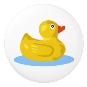 Cute Cartoon Yellow Rubber Ducky Swimming Ceramic Knob