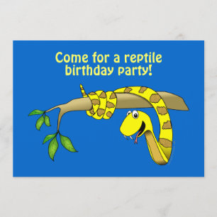 Cute Cartoon Yellow Snake in a Tree Reptile Invitation