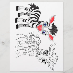 Cute Cartoon zebra colouring page