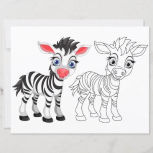 Cute Cartoon zebra colouring page
