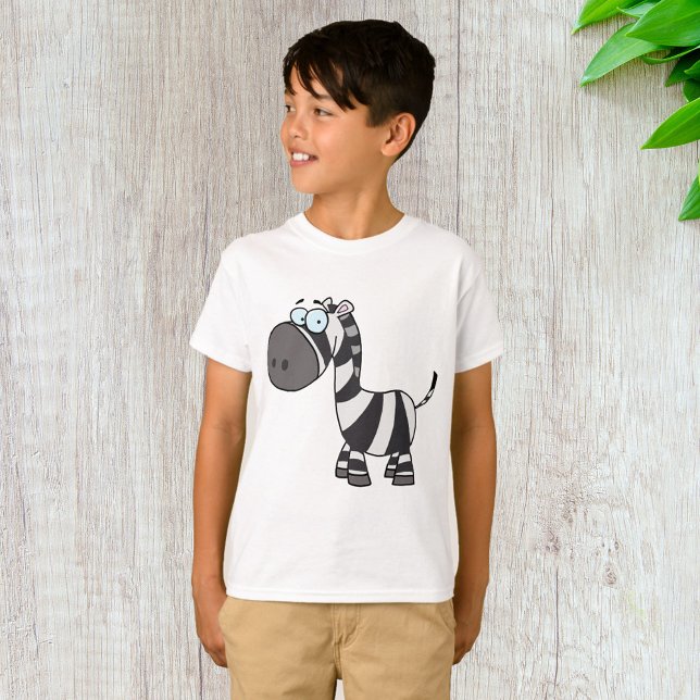 Cute Cartoon Zebra Funny Animal Character T-Shirt (Creator Uploaded)