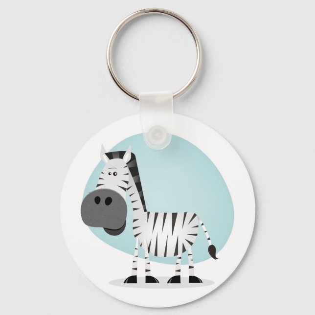 Cute Cartoon Zebra Key Ring (Front)
