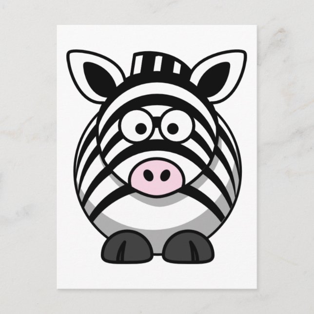 Cute Cartoon Zebra Postcard (Front)
