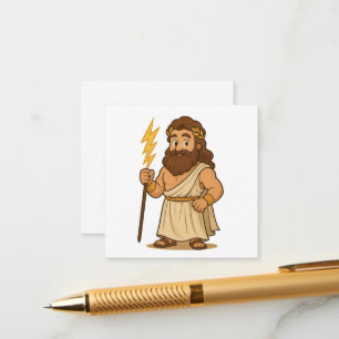 Cute Cartoon Zeus – Greek Mythology God of Thunder Enclosure Card