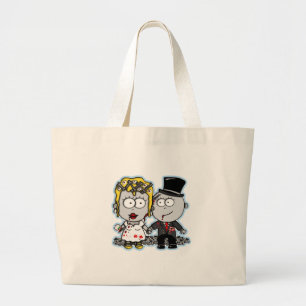 Cute cartoon Zombie bride and groom wedding gifts Large Tote Bag