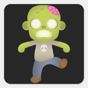Cute Cartoon Zombie Square Sticker