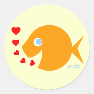Cute CartoonFish Love Stickers For Valentines Day