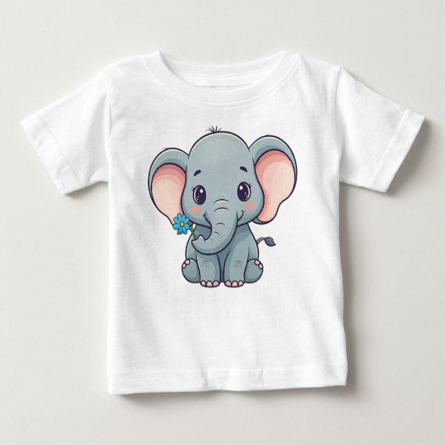 Cute cartoonish baby elephant design T-Shirt (Front)